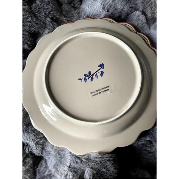 Anthropologie Elin Dessert Plate salad dish taupe stoneware mushroom feather new - Picture 2 of 2